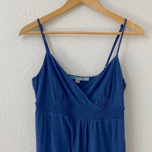 Boden Summer Dress Size 6L Long Blue Fit & Flare Sleeveless Knit - Picture 2 of 4